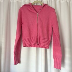 Hot Pink Valentine's Day Y2K Zip Up Sweater Jacket Size Small